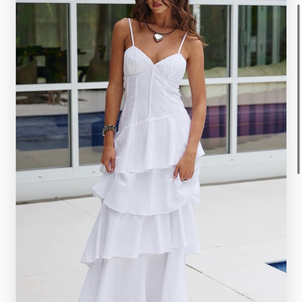Chic White Tiered Maxi Dress